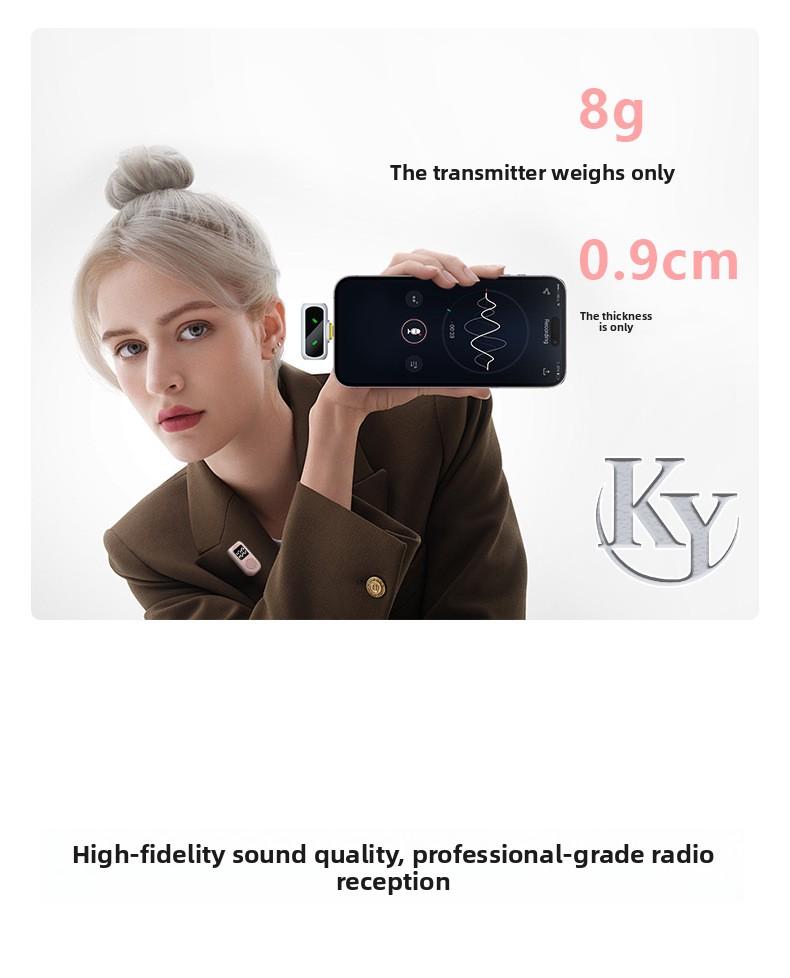 QY88 lavalier microphone, dual output, digital display, new model for mobile live streaming, noise-canceling reverb microphone