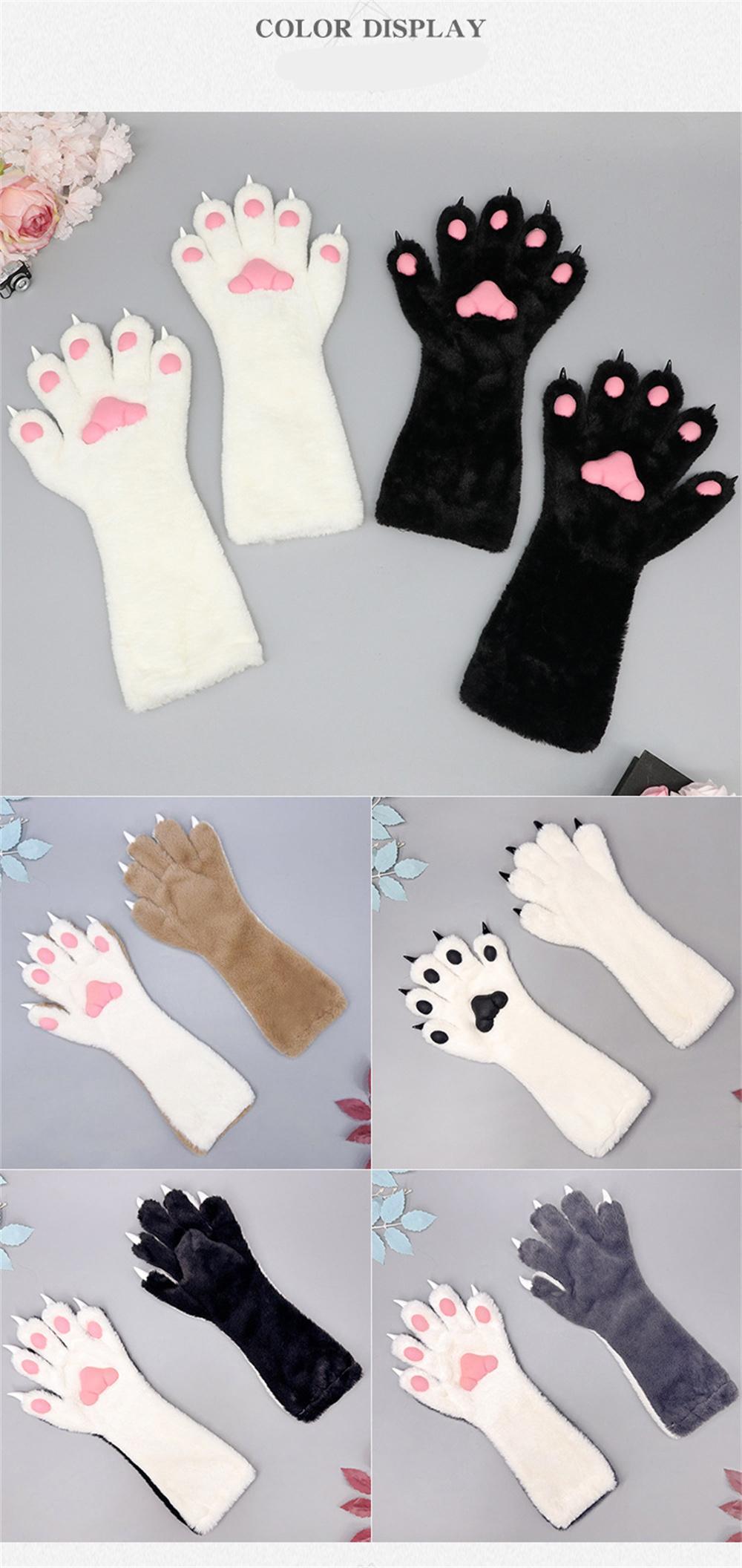 6 Colors Girls Women Cat Paws Gloves Anime Plush Cosplay Accessories Comic-con Stage Show Party Fursuit Mittens Furry Kig Claw