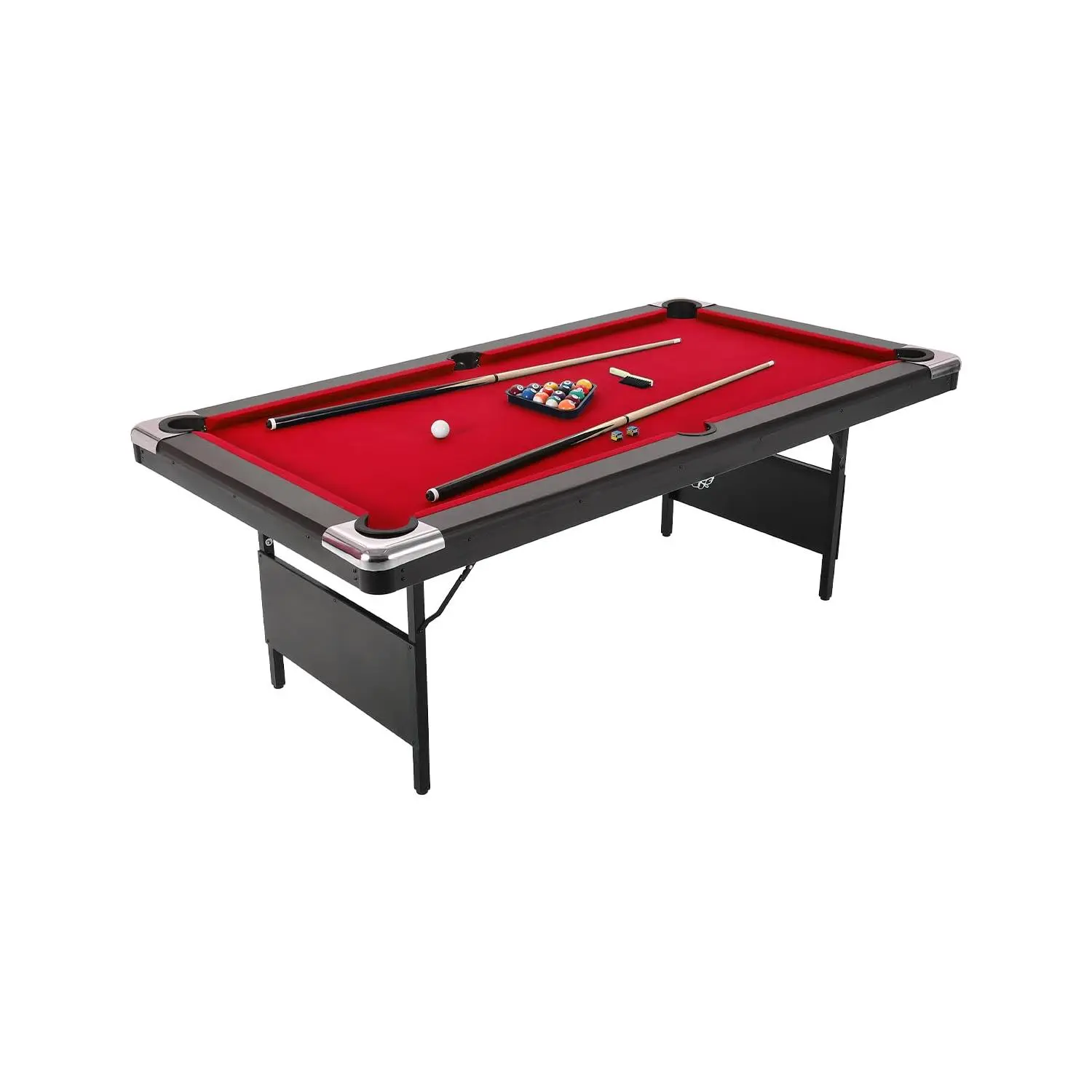 Garvee 7-Foot Folding Pool Table with Full Billiard Set - Includes 2 Cue Sticks, Balls, Chalk, Felt Brush - Portable Billiards Table for Family Game Room Entertainment, Pool/Billiards