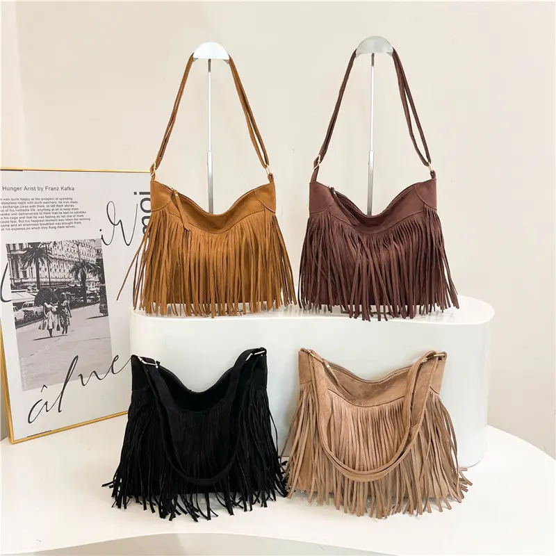 Women Fringe Shoulder Bag Boho Tassel Purse, Vintage Hobo Bag with Western Style Design, Trendy Crossbody Handbag for Girls, Festival Outfit, Travel, Shopping and Daily Fashion