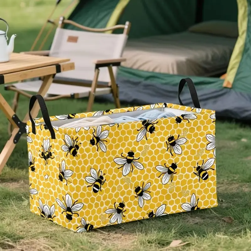 1pc Retro Beehive Storage Basket with Honeycomb Pattern - Square Suitable for Cheese Boards, Charcuterie Platters, Bathroom, Frame & Canvas Basket, Entertaining, Bath Décor, Space-Saving Design