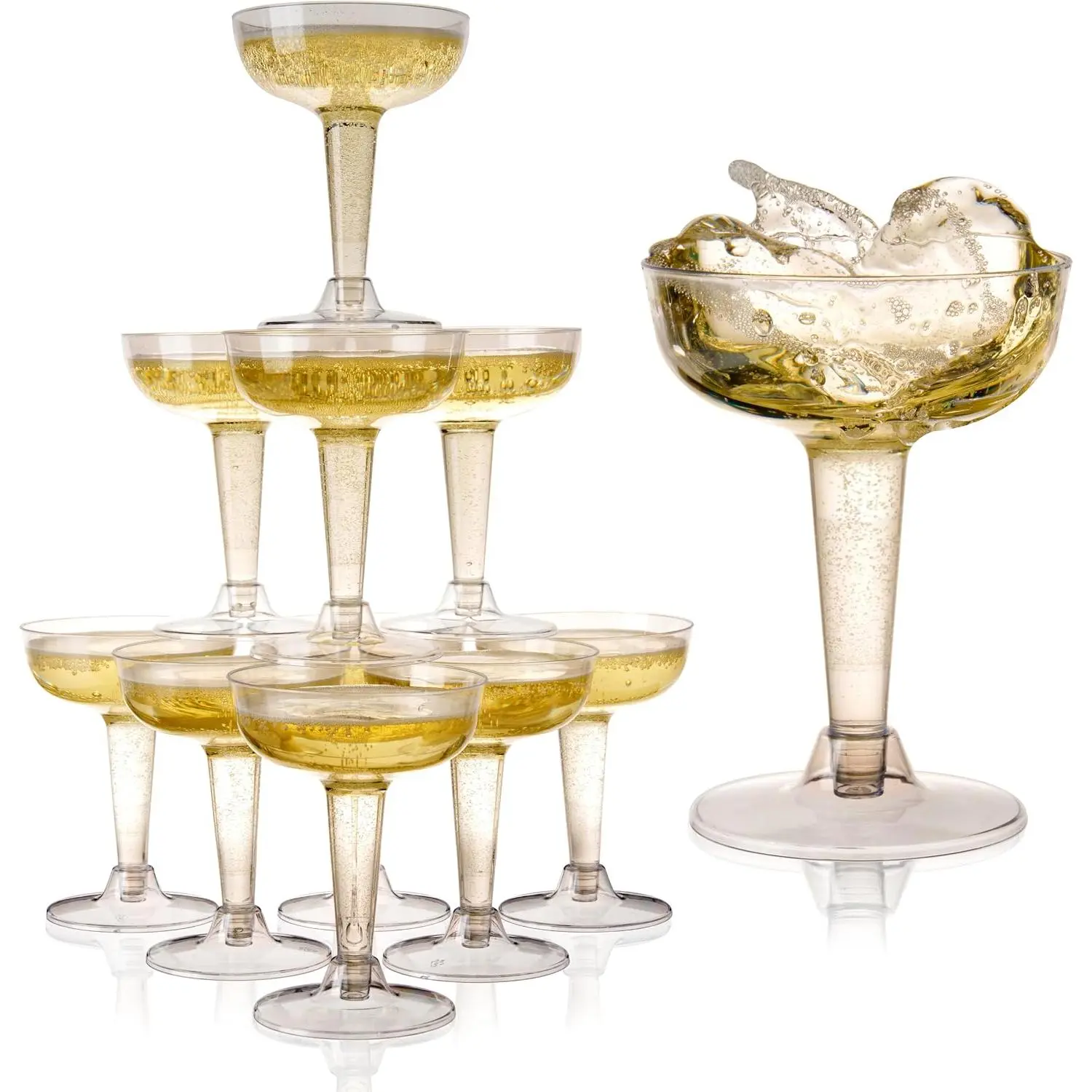 Champagne Tower Disposable Plastic Champagne Coupe Glasses 5 oz – 20 Pack Clear  Cups, Party Wedding Birthday Mimosa Bar Drinkware, Durable  Bar Party Supplies