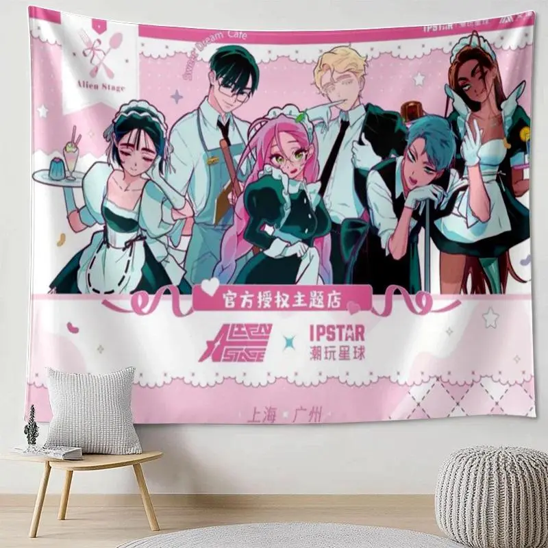 Alien Stage Maid Cafe Tapestry - Anime Photo Hanging Backdrop Cloth, Indoor Bedroom Cute Home Decoration, Lightweight, Indoors