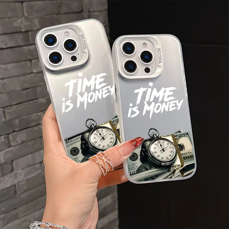 Time Is Money Stop Watch Phone Case， Modern Minimalist Business Style for iPhone 17 16 15 14 13 12 11 Plus Pro Max， Perfect Success Gift