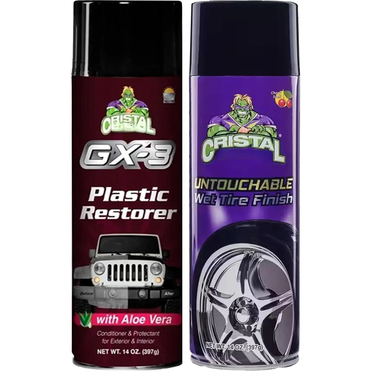 GX-3 Plastic Restorer & Untouchable Tire Shine Bundle – 2 Pack  Detailing Kit – Black Trim Restorer + Wet Look Tire Shine  – Interior & Exterior Plastic, Vinyl & Rubber Care, 13oz Cans