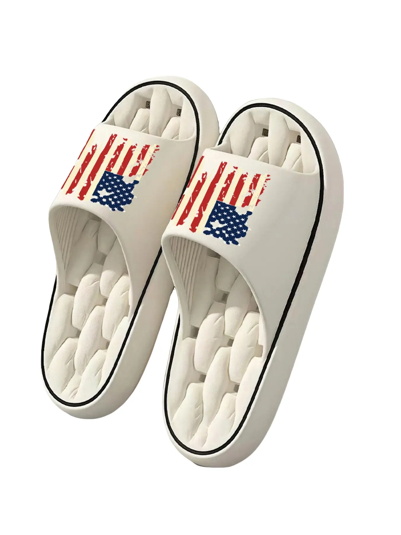 1 pair of unisex, new style slippers, retro American flag sandals, women's sandals, indoor/outdoor sandals, holiday gift sandals, room slippers, beach sandals, bathroom sandals, birthday gift slippers, Casual Slippers