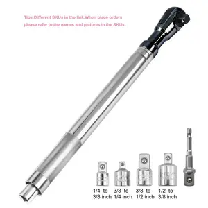 43cm Offset Extension Wrench with 5 Adapters, Multi-Function Ratchet Wrench, Chrome Vanadium Steel, Compactible with Electric Drills And Pneumatic & Manual Wrenches, Ideal for Tight Spaces, Wrench Extend Rod, Universal Wrench Extension