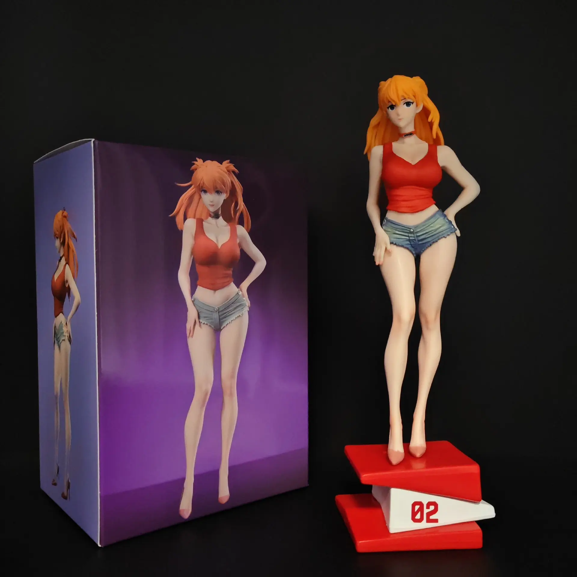 Summer Asuka Langley Soryu Anime Figure Model, Beautiful Girl Collectible Statue, PVC Figure, Ideal Gift for Anime Enthusiasts, High-Quality Handmade Craftsmanship