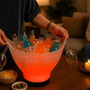 LED Ice Bucket with Bluetooth Speaker 7L Large Capacity Portable Lighted Wine Bucket for Parties Rechargeable Beverage Tubs Bar Accessories for Home Bar Set - Utensils