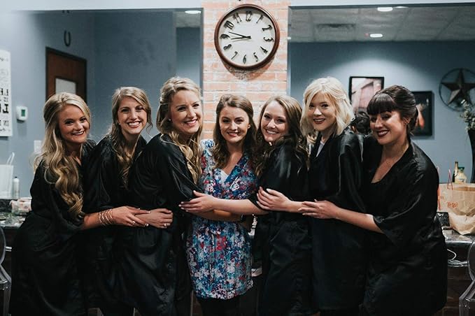 RB032 2018 New Silk Kimono Robe Bathrobe Women Silk Bridesmaid Robes Navy Blue Robes Satin Robe Ladies Dressing Gowns