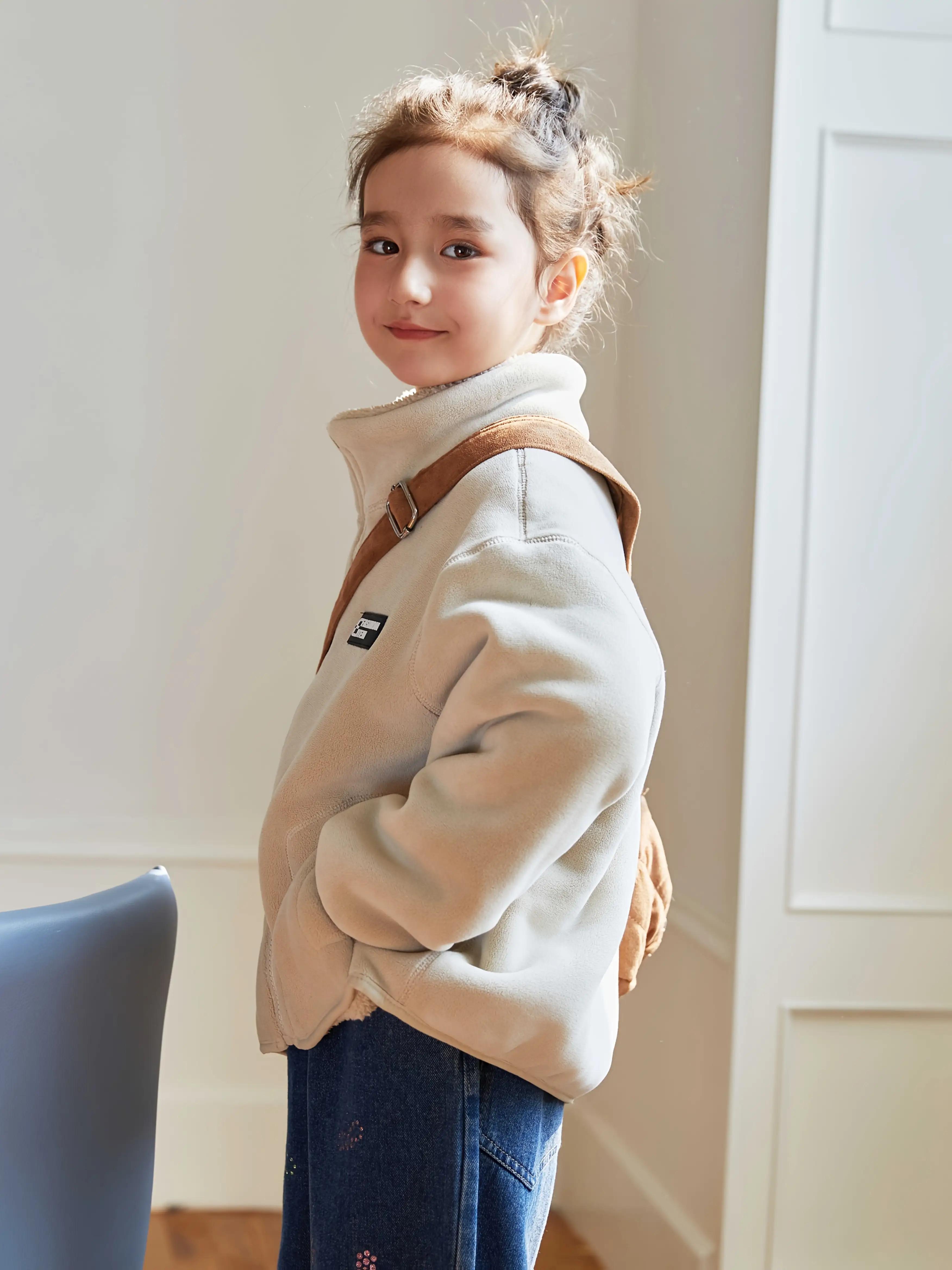 Girls' & Teens' Reversible Zip-Up Coat - Dual-Sided Winter Jacket, Full-Zip Front Closure, Stand Collar, Loose Fit Outerwear for School, Everyday & Formal Events - Easy-Care Polyester Lining, School Jacket, Stylish Pockets, Durable Construction, Fleece Li