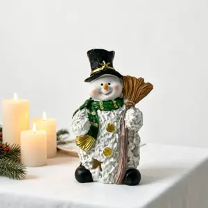 Christmas Mini Resin Snowman Ornament, Cute Scarf Design, Perfect for Holiday Decor, Ideal Gift for Winter Season