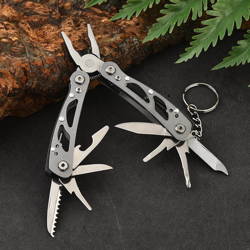 Silver Color Folding Pliers Stainless Steel Multi-Function Tool Clip, Comfort Grip Non-Slip Design Compact Portable Storage Easy Carry