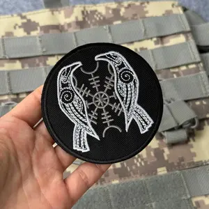 Chevron Viking "Two Crows" Embroidered Morale Hook & Loop Patches Clothing Tactical Accessories Military Army Backpack Stickers