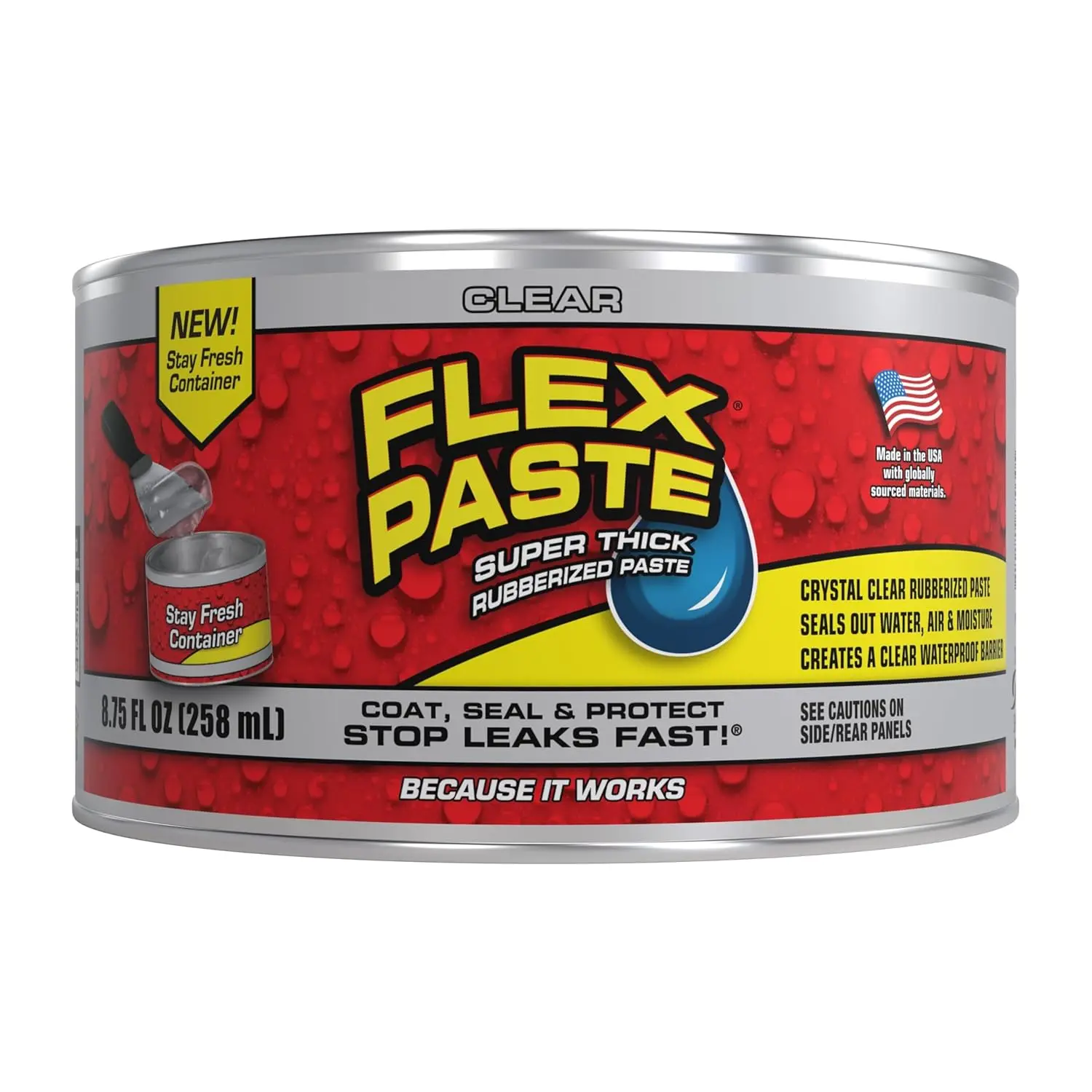 0.5-Qt Clear Waterproof Paintable Spackle Sealant - Air-Blocking, UV-Resistant - For Wall, EPDM, Concrete Repairs transparent