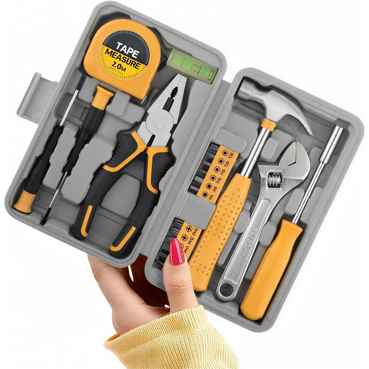 20 Pcs Basic Tool Kit, Compact Home Tool Set with Mini Tool Box, Ideal for Household Repairs, Office Maintenance, Simple DIY, General Tools User-friendly for Beginners, Women & Student impact socket set master