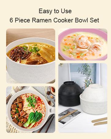 MIUVA Ramen Bowls Set with Microwave Soup Bowl Ramen Cooker BPA-Free Dishwasher Safe Includes Chopsticks Spoon Eco-Friendly PP Materials Quick Convenient Tableware Sets Thanksgiving tableware Value Pack Christmas Gift Set Stock Up  Filter Cover