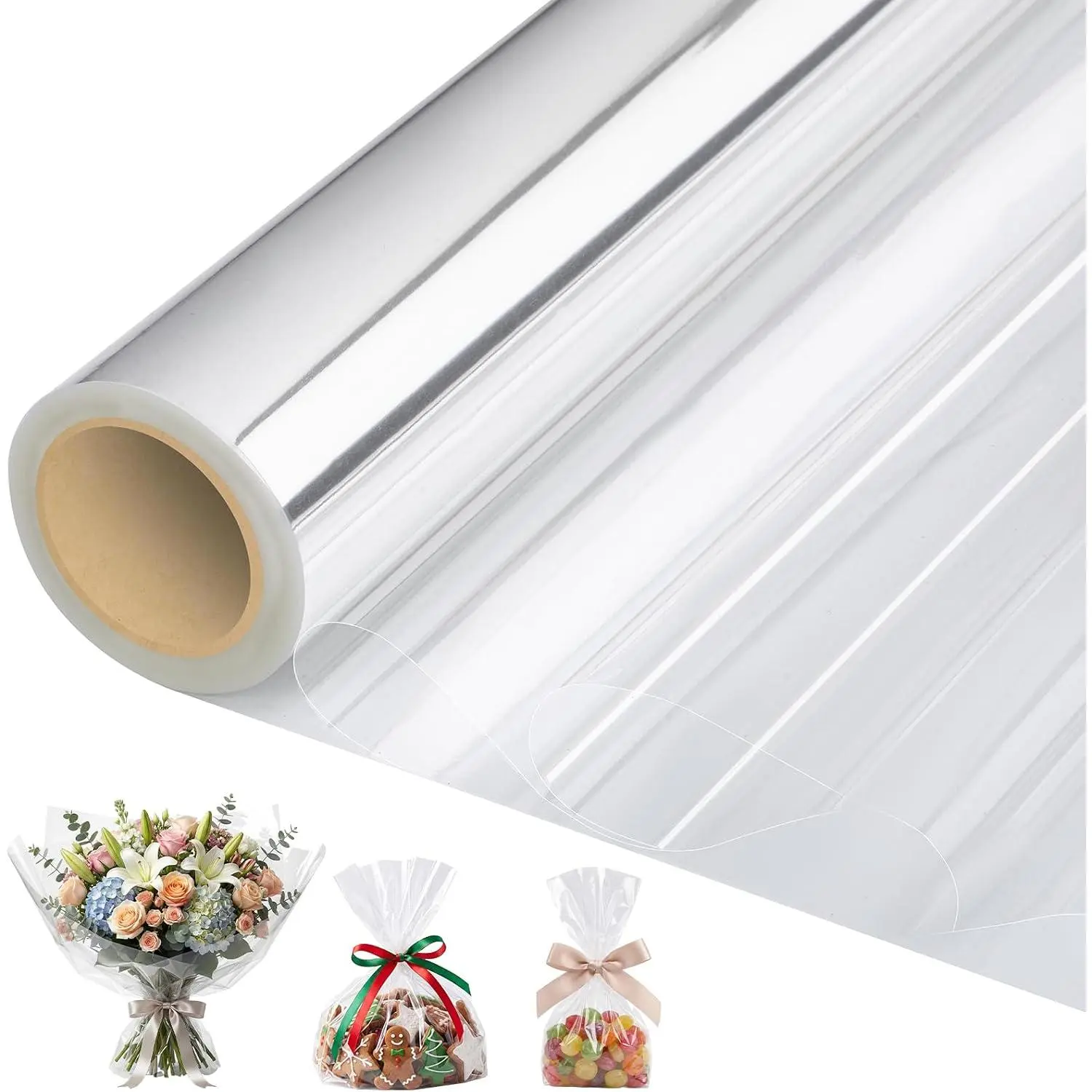 Clear Cellophane Wrap Roll 17 In x 82 Ft  Wrapping Paper
