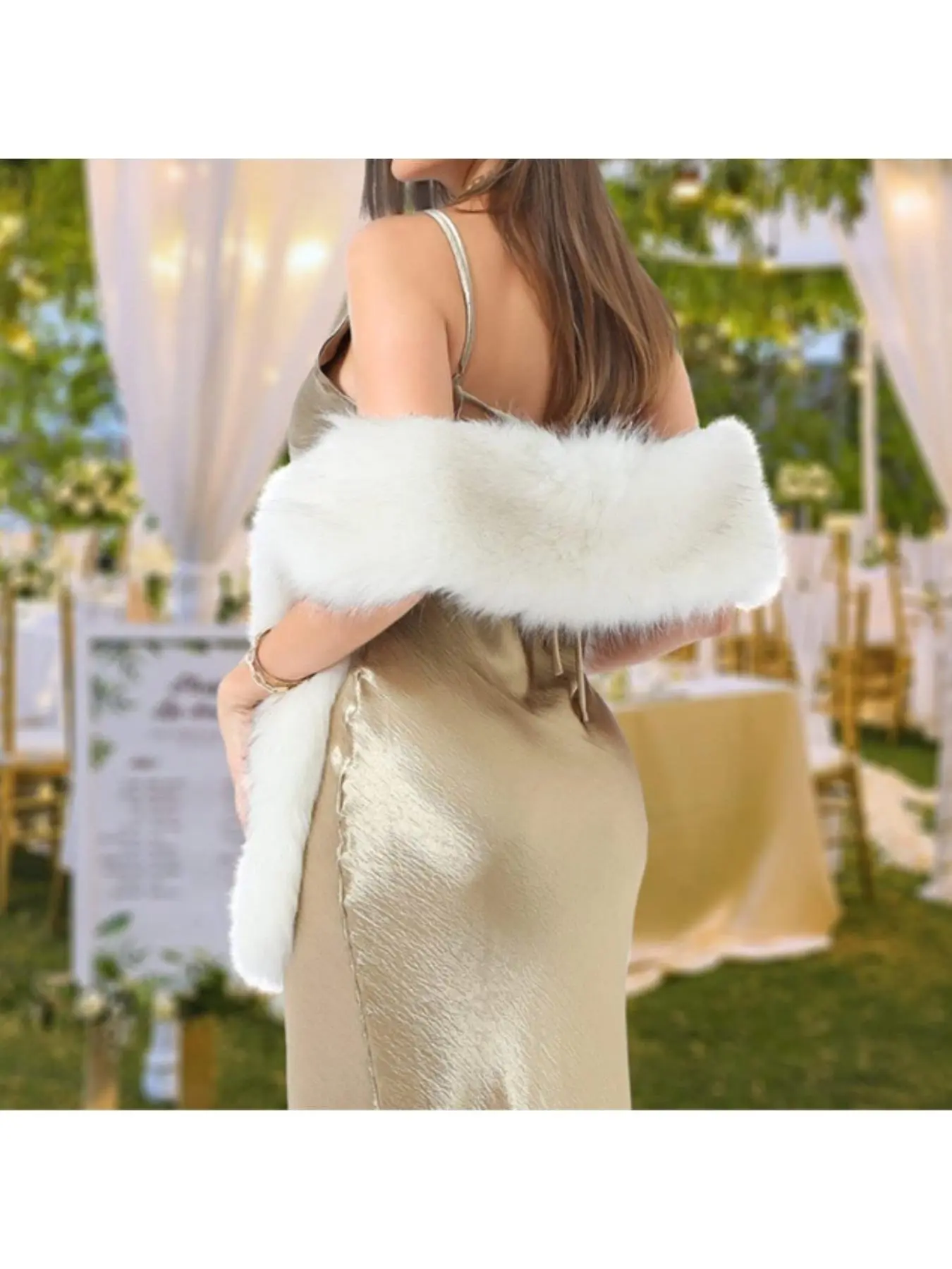 Ladies' warm furry fluffy shawl elegant wedding banquet clothing autumn and winter warm neck circumference shawl Dress Shawl