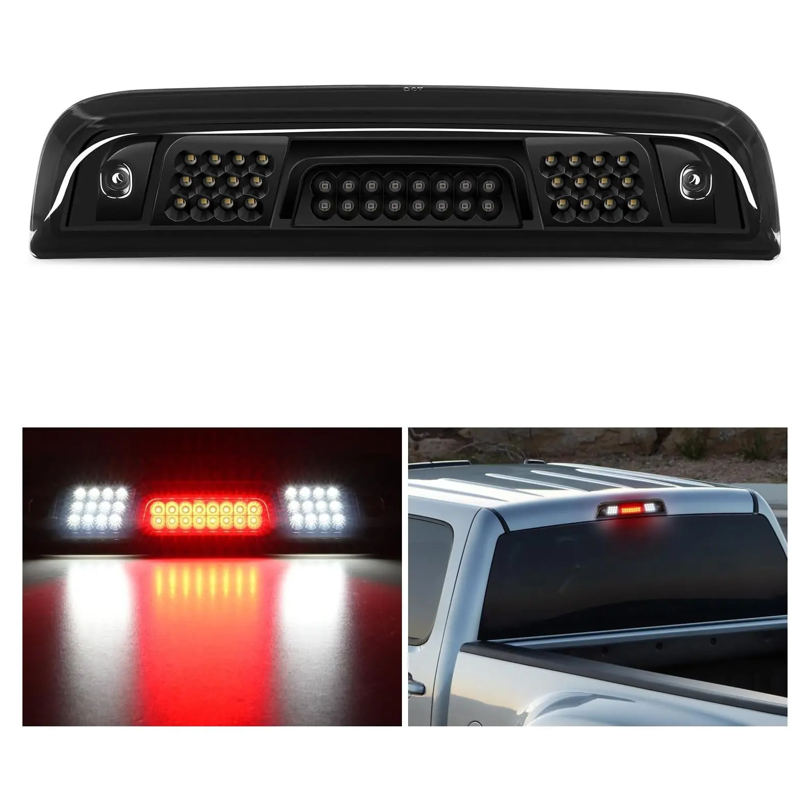 Third Brake Light for Chevy GMC 1500 2500 3500HD 2014-2018, Smoked | for Silverado Sierra 1500 2500 3500HD 2014-2018, High Mount 3rd Stop Reverse Cargo LED Truck Rear Cab Center ReplacementGift