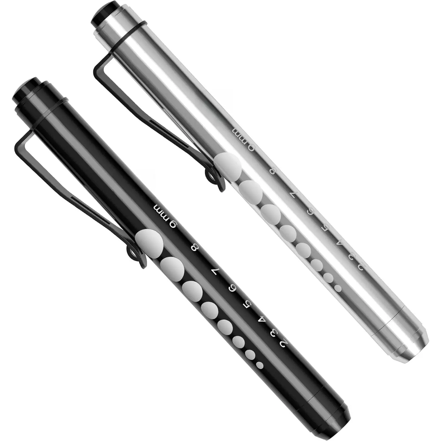 2 Pack Pen Lights for Nurses, Reusable Medical Light with Pupil Gauge and Ruler, White Light LED Penlight for Student Doctors