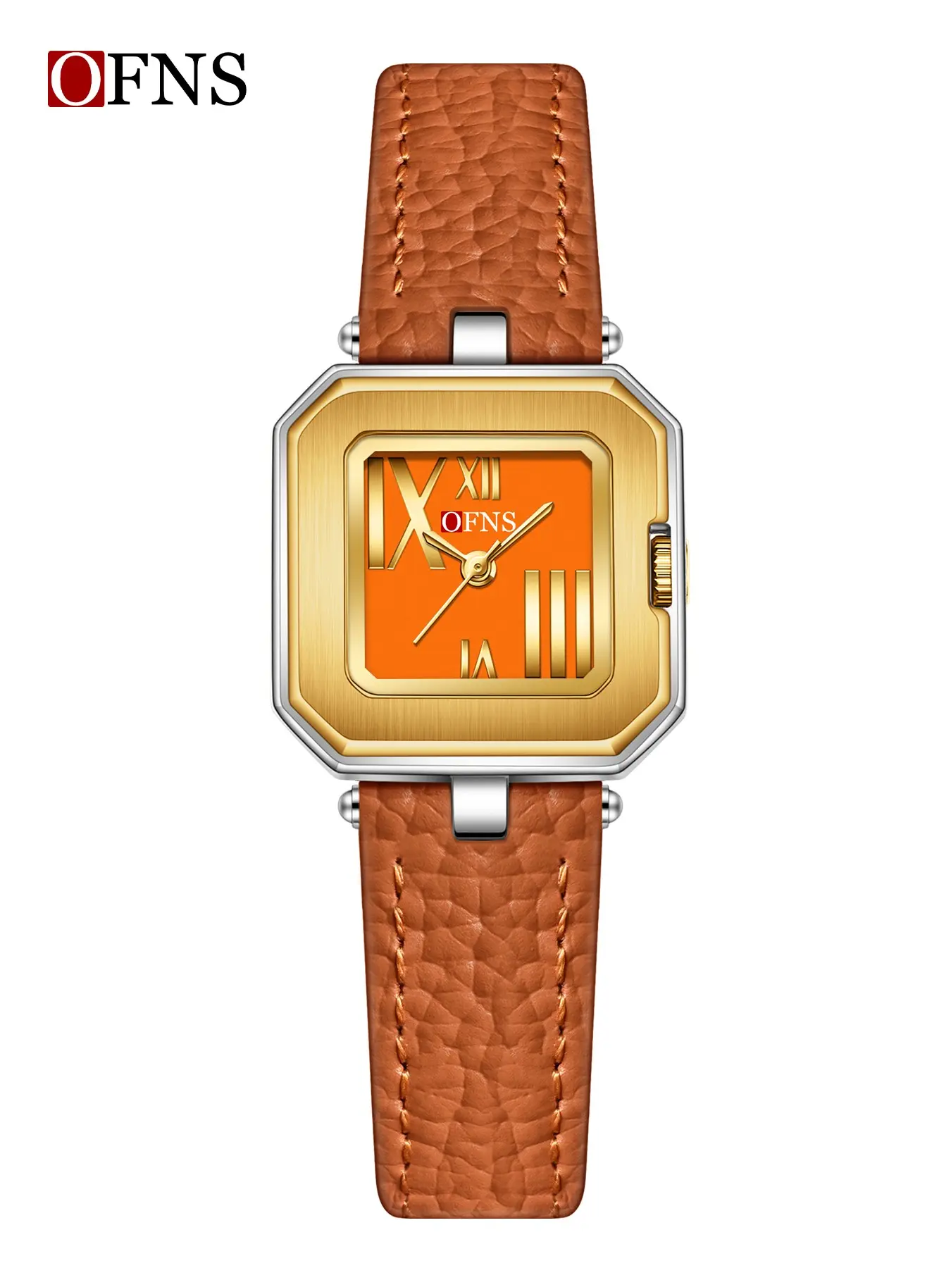 Ofns Unique Watch, Square Simple Waterproof Quartz Watch, Retro Trendy Thin Roman Numerals, Casual Analog Oval Face, Zinc Alloy Case