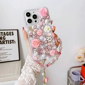 [KQ]Rhinestone Decor Phone Case, Fashionable Phone Protective Cover, Phone Accessory Compatible with iPhone 17 Pro Max 12 13 14 15 16 plus
