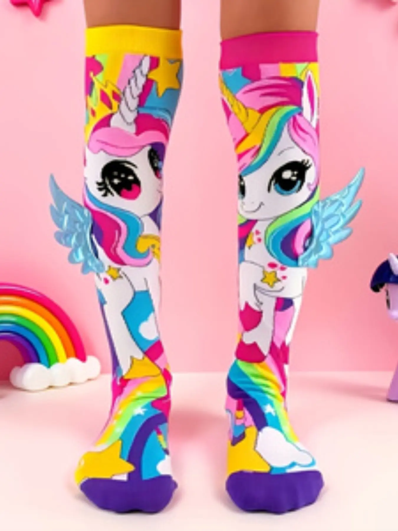 3D Rainbow Unicorn Over-The-Knee Socks, Perfect for Autumn-Winter Daily Wear, Fun and Comfortable Kids' Footwear