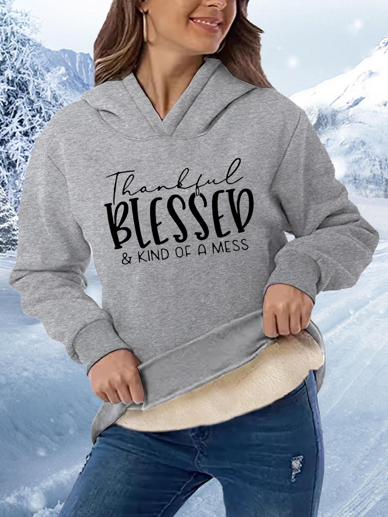 Women's Letter Print Drop Shoulder Long Sleeve Hoodie, Fashion Casual Hoodies Sweatshirts for Daily Holiday Outdoor Wear, Women Clothing for Winter