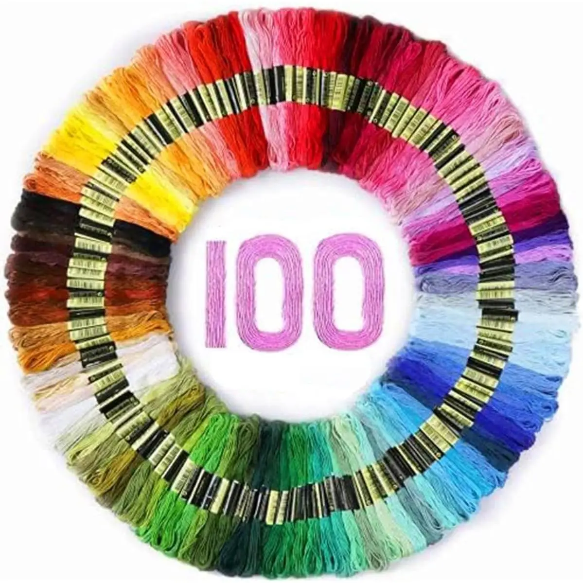 Embroidery Thread Floss, 100 Colors Skeins Rainbow   Thread, 8m Friendship Bracelet String Kit Craft Floss, Needlepoint  Yarn