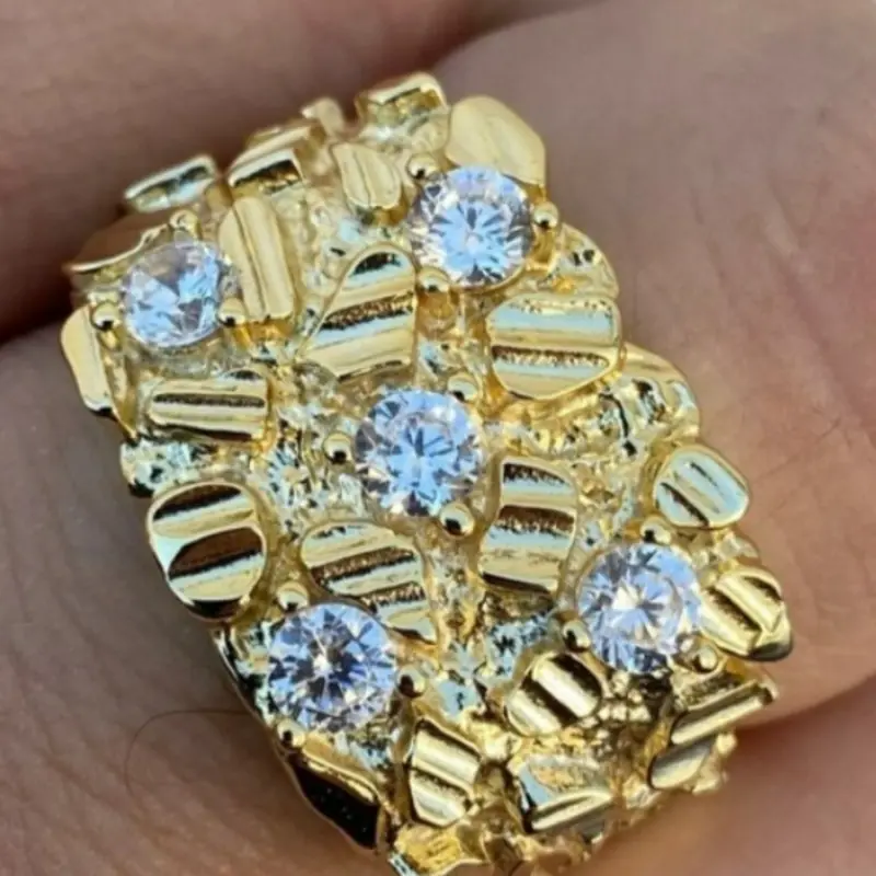 Unique Irregular meat block Rings for Women and Man Artificial Zircon Rings Synthetic Zirconia Stackable Wide Ring Delicate Jewelry Perfect for Engagement Weddings, Daily Wear Anniversary Gift for Her