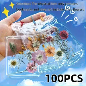 100 Pieces New DIY Dried Flower Bookmarks, Handmade Spring Creative Craft, Transparent Leaf Bookmark Specimen, DIY Materials Set