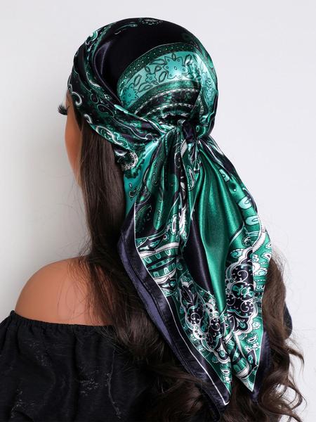 Silk Square Scarf for Women, 35.4 Inch Neck Scarf and Hair Band, Versatile Handkerchief and Sleep Scarf for Everyday Style