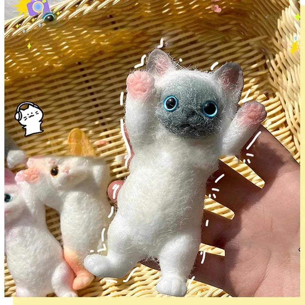 13CM Cute Taba Squishy Cat Fluffy Sticky Realistic Cat Stress Relieving Toy Simulation Cats Doll Squeeze Gift for Kids Adults