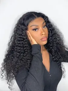 5x5 Jerry Fluffy Curly Wigs Human Hair Glueless Jerry Curly Lace Closure Wig For Women 20-28 inch Long Curly  Wigs for Women,Pre  Cut Hairline