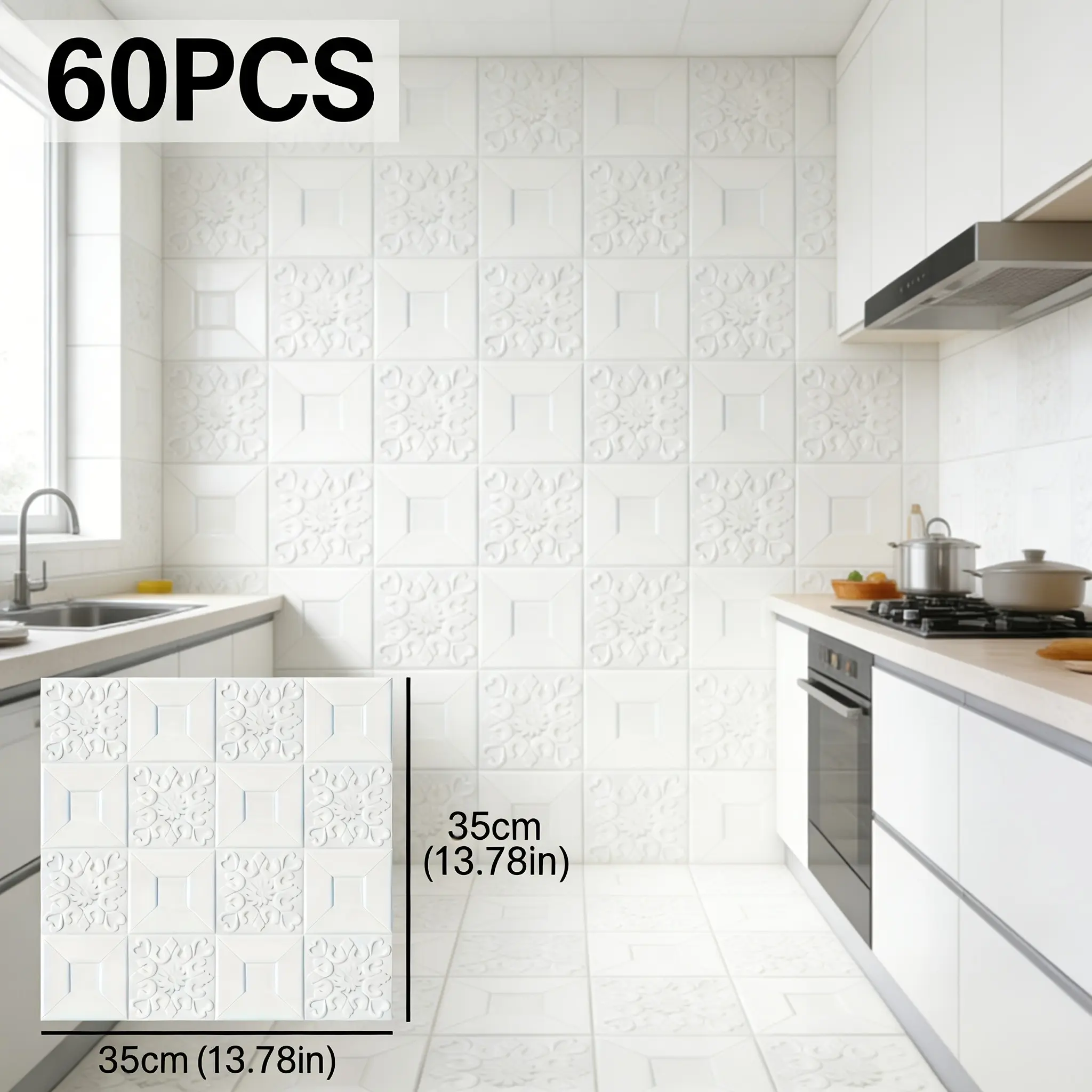 60pcs 3D Self-Adhesive Wallpaper, Waterproof & Stain-Resistant, Easy Installation, Ideal for Bedroom, Living Room, Office, Ceiling Wall Decor