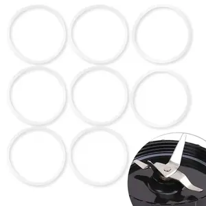 8 Pcs Seal White Ring, Rubber Gasket Replacement O-Ring for 250W Blender Sealing, Compatible with Magic Bullet MB1001, Blender Cross Blade, White