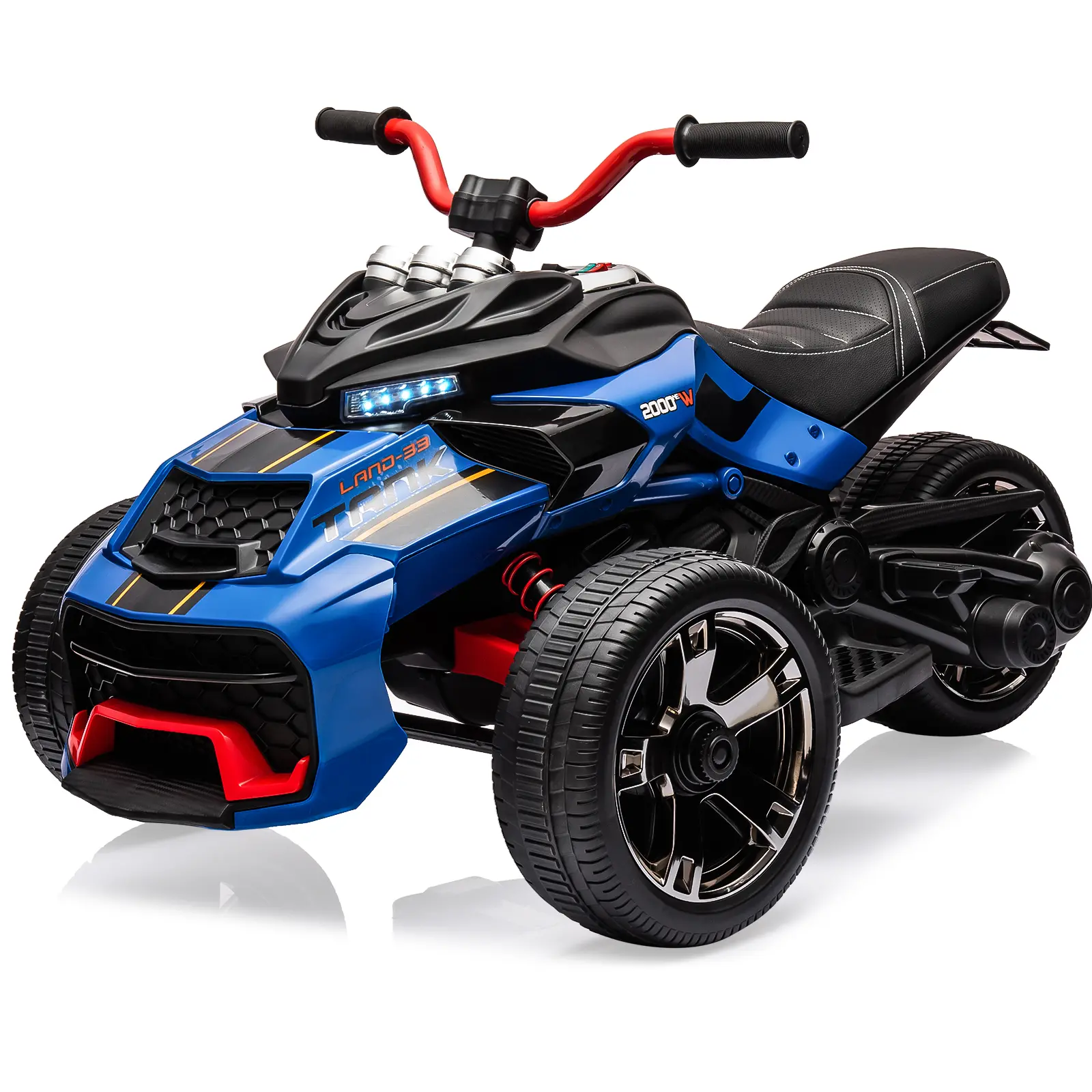 12V 3-Wheel Kids Electric ATV Trike Toddler Motorcycle Ride-On Wheels - Dual 55W Motors, High/Low Speed up to 7MPH, LED Lights, Music, Horn, USB, Treaded Tires, Push Button Start - Kids Outdoor Play Toy Vehicle for Ages 3-8