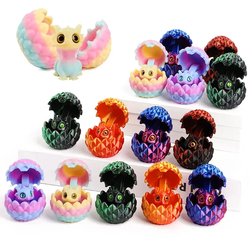 3D Printed PLA Plastic Dragon Eggs - Silk, Unisex, 3 In Tall, Magical Reveal Surprise Mini Dragons, Capsule Toys for 4-6 Years, Kids Party Favors, 90V Compatible, Note: Choking Hazard Balloon Warning