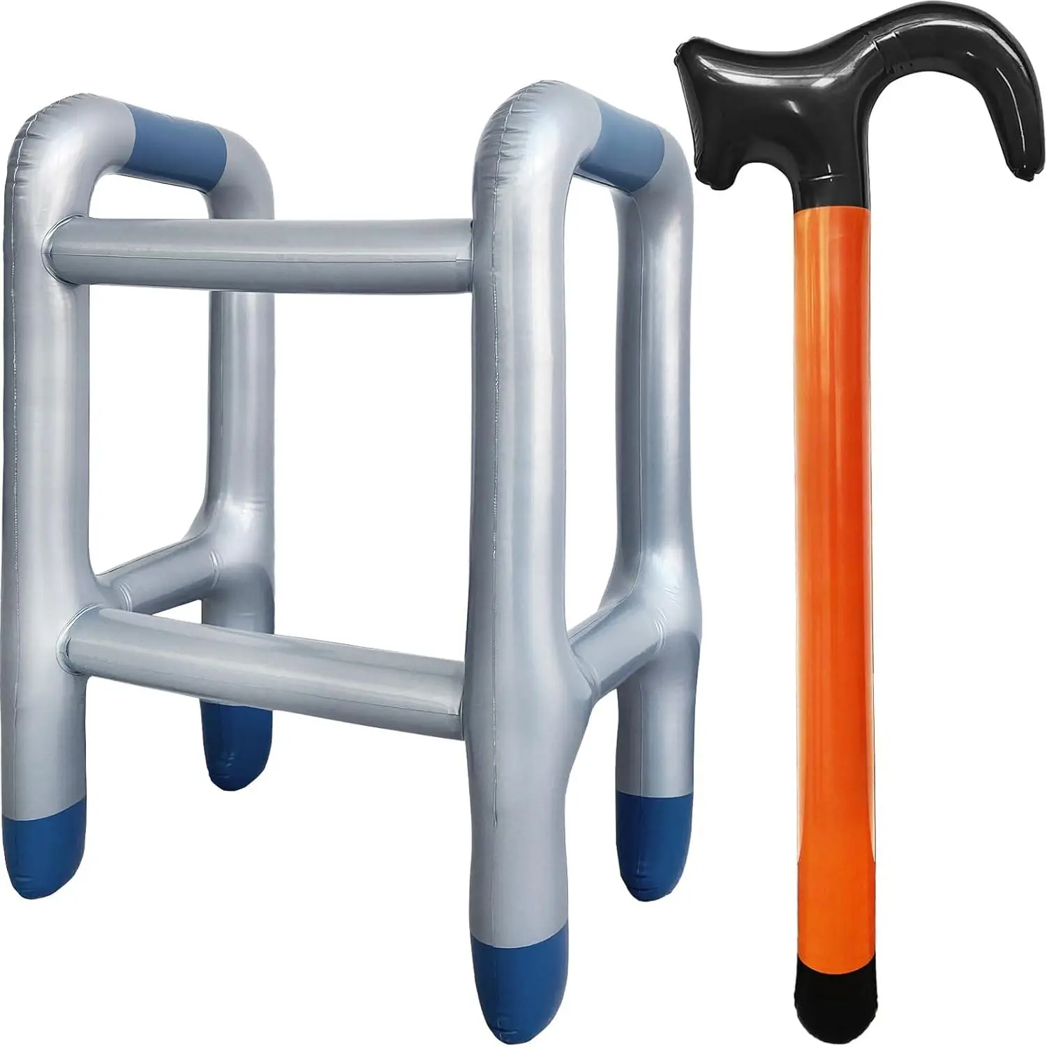 2 Pcs 100 Days of School Costume Prop Gag Gifts Inflatable Walker and Cane for Men Funny Old Age Costume Prop for Retirement Party Decorations