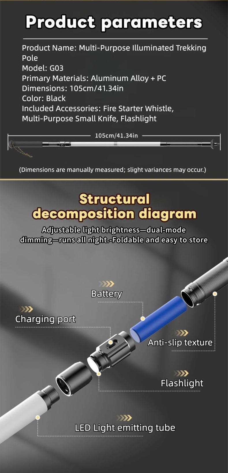 Ultra-Bright LED Safety Staff for Ultimate Night Visibility |   Rechargeable Laser Saber Walking Stick, Waterproof & Ultra-Light for Hikers, Senior Safety, Camping & Power Outages