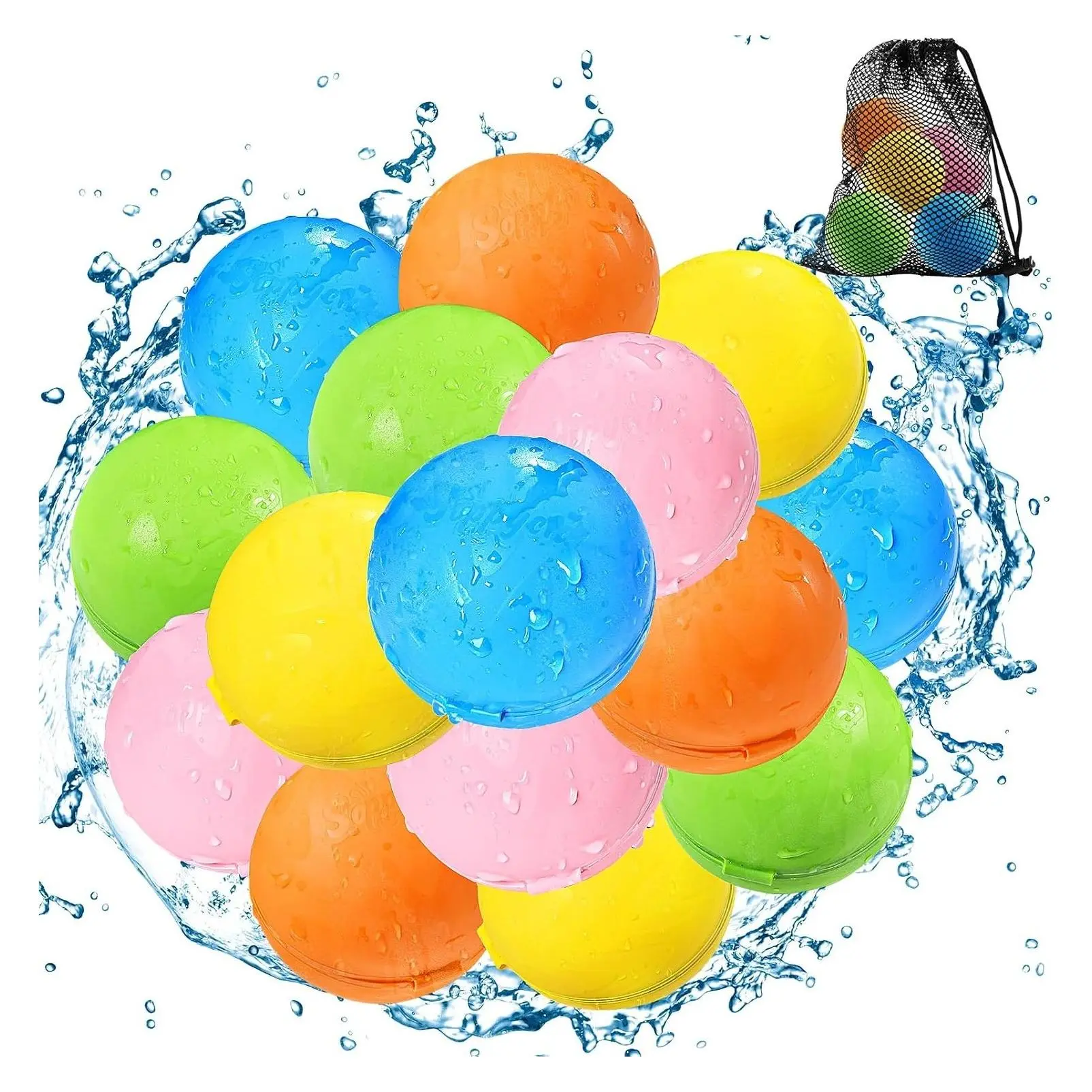 Reusable Self-Sealing Water Bomb Balloons, Magnetic Refillable Water Balls - 15 Pack Pool Beach Outdoor Water Toys for Kids Boys GirlsGift