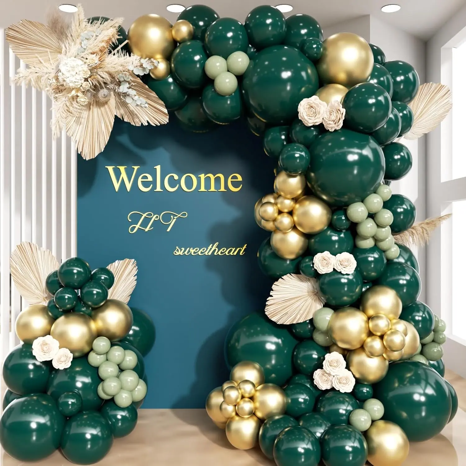 Green Balloons Arch Kit 130 count, Double Stuffed Dark Hunter Forest Green Sage Green  Balloon Garland Kit for Safari Birthday  Shower Wedding Spring Jungle Backdrop Party Decor