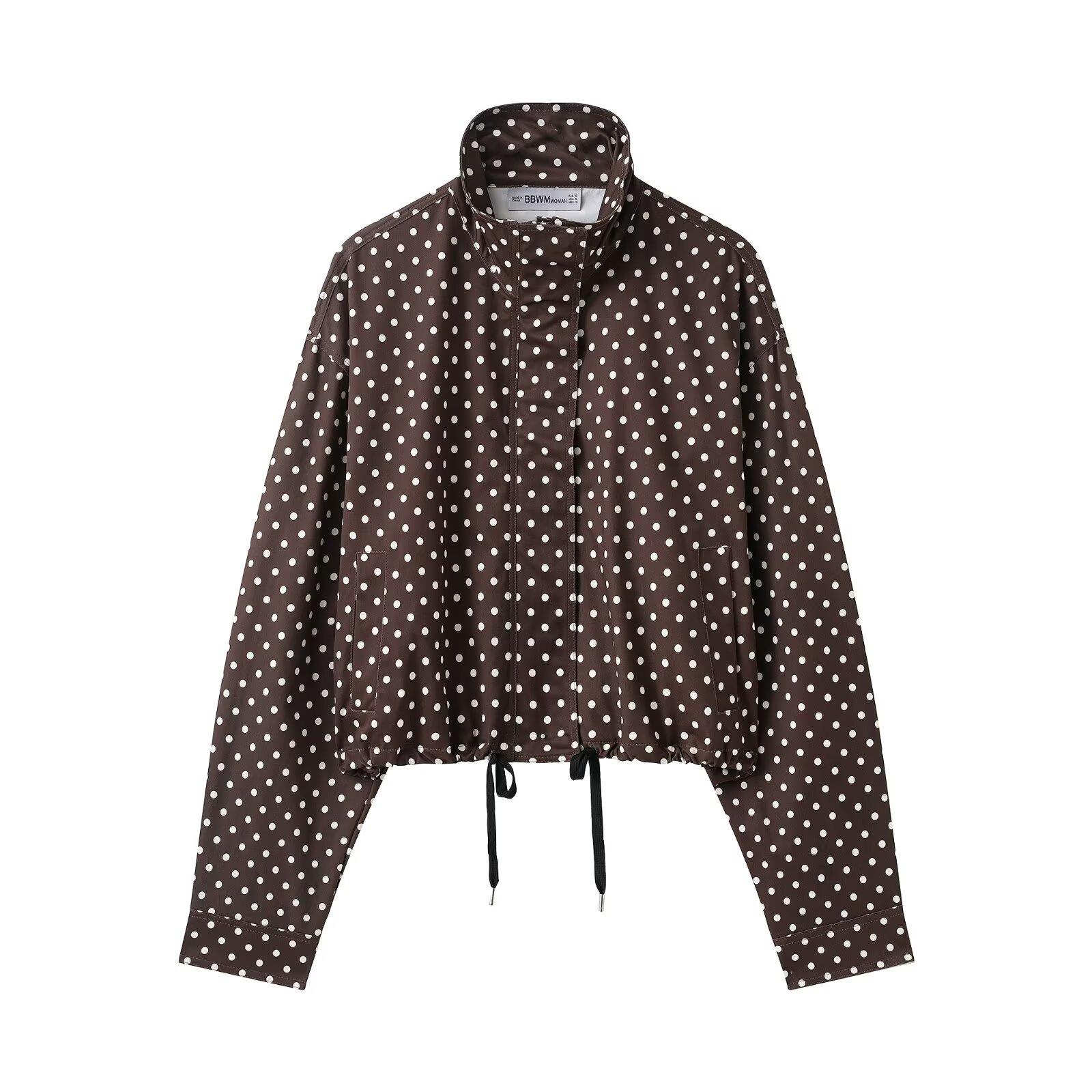 New Summer Women's Polka Dot Blazer, Y2K Street Style Casual Spot Design, Fashionable Long-Sleeved Top