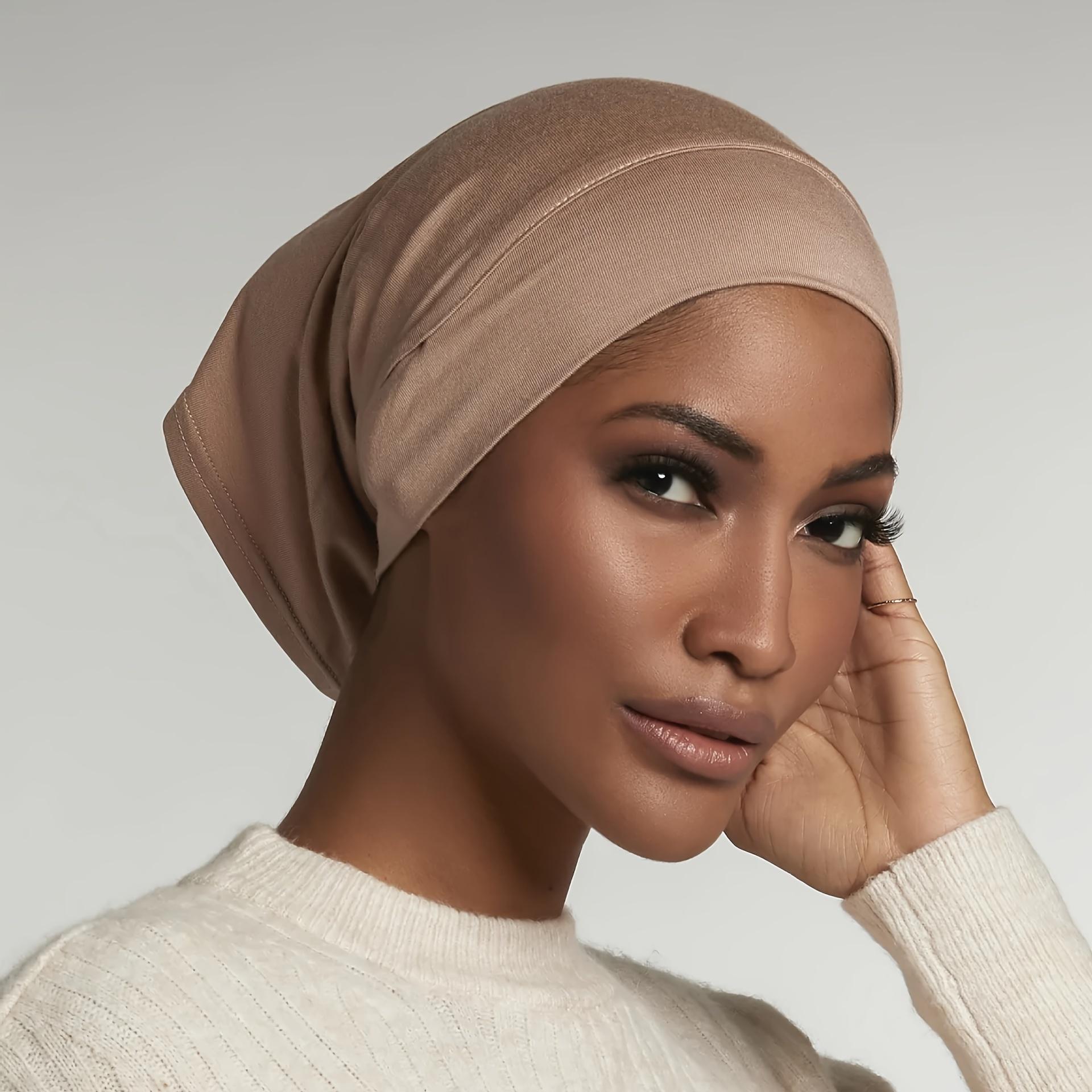Women's Solid Anti-Slip Undercap Breathable Elastic Inner Hijab Cap for Ramadan Comfortable Fit