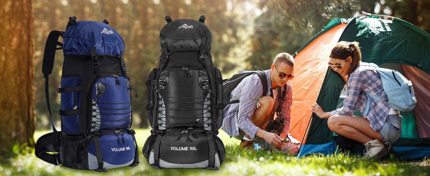 AGS 90L Hiking Backpack, Waterproof Camping Bag with Rain Cover, Lightweight Backpacking Back Pack AGS 90L Hiking Backpack, Waterproof Camping Bag with Rain Cover, Lightweight Backpacking Back Pack