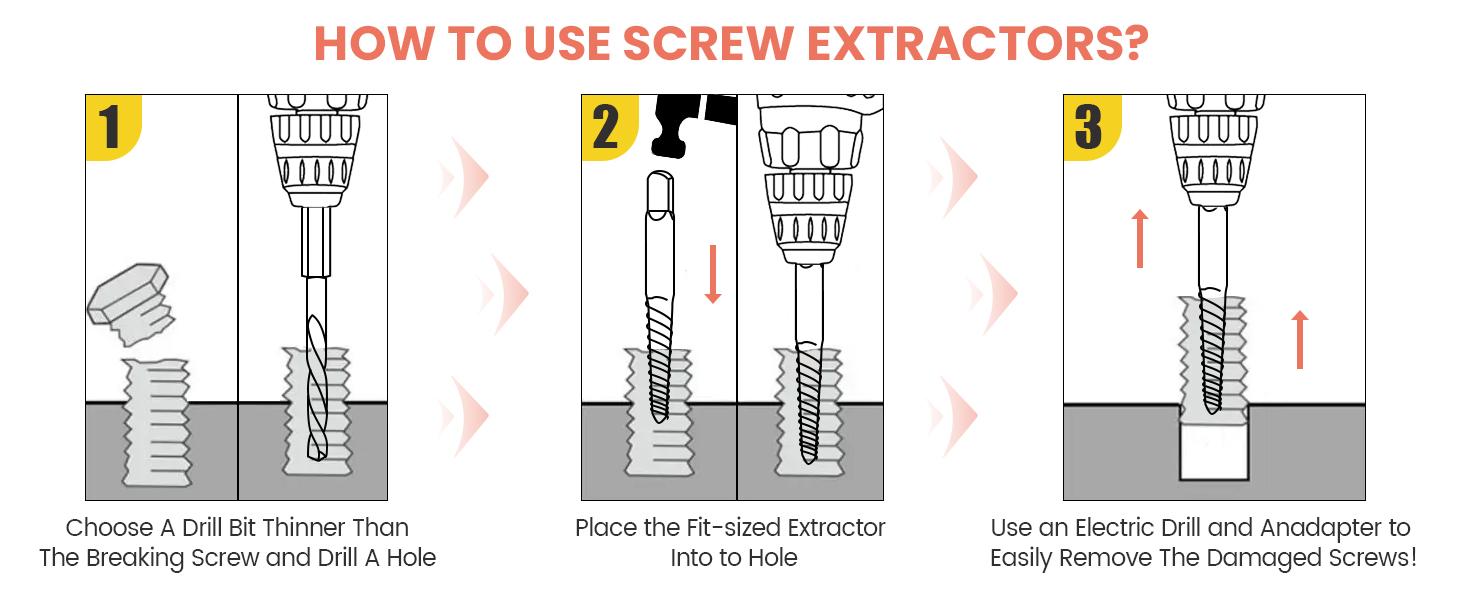 Optimized Screw Extractor and Left-Hand Drill Bit Kit, Broken Bolt Remover Reverse Cobalt HSS Steel Drill Set, Stripped Rounded-Off Damaged Bolts Removal Tool, 14-Piece Easy Out Kit for Screws & Studs, Durable Reusable Extraction Solution hand tool