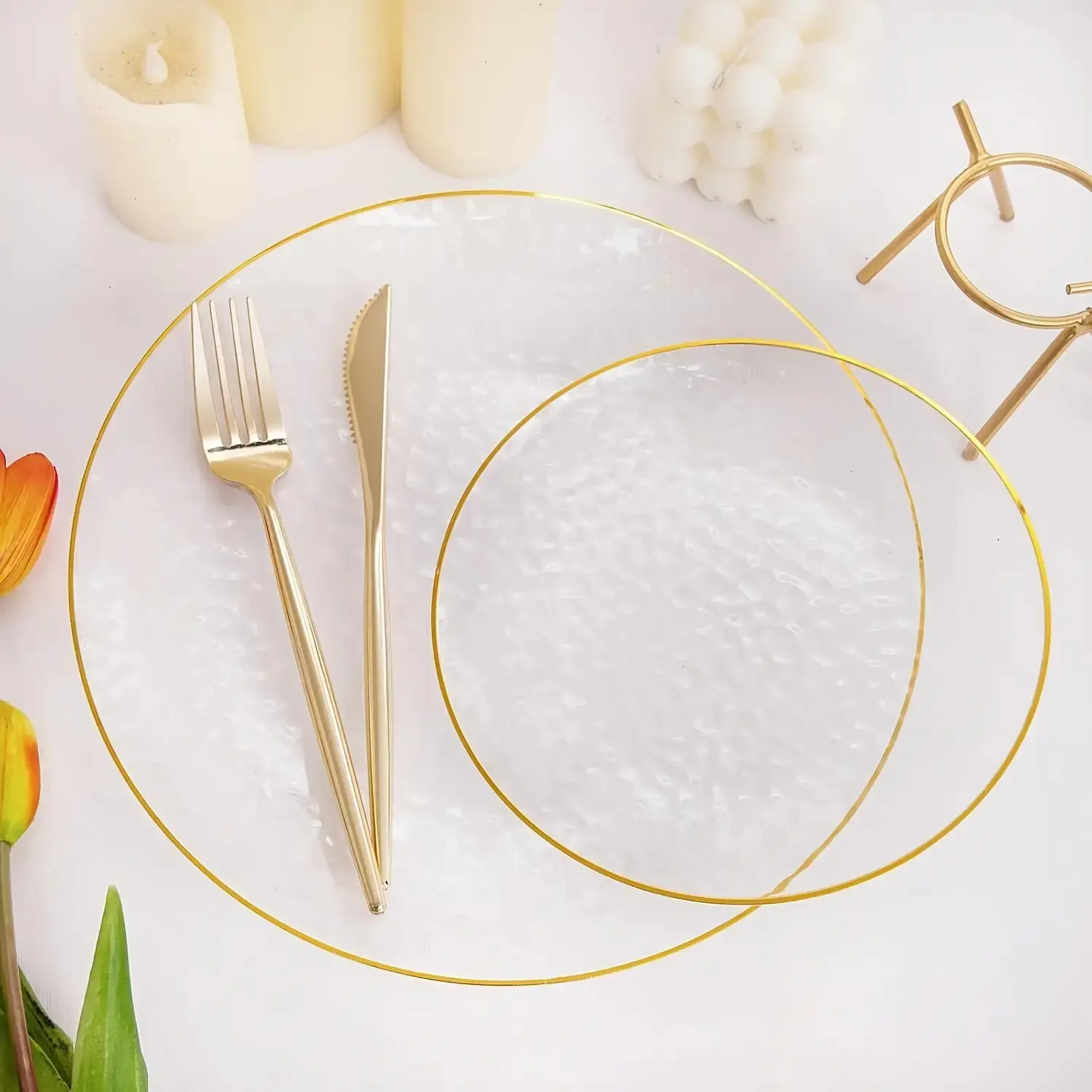 175 Pieces Set Clear Rim Plastic Plates, Reusable Party Trays, 25x7.5 & 25x10.25 Inch Bowls for Parties, Weddings