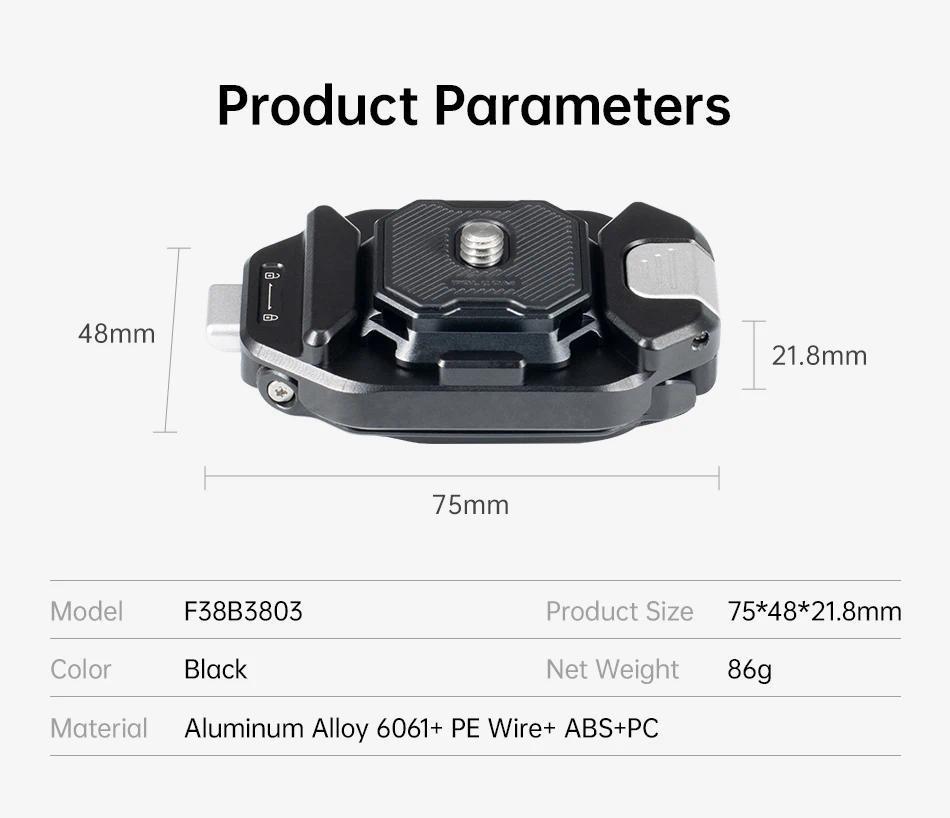 Ulanzi x Falcam F38 Quick Release System for Backpack & Shoulder Strap, upgraded Backpack Clip Kit, Shoulder Strap Mount for Gopro Sony Canon Nikon DSLR Camera Cage Quick Release Kit Base Arca-Swiss