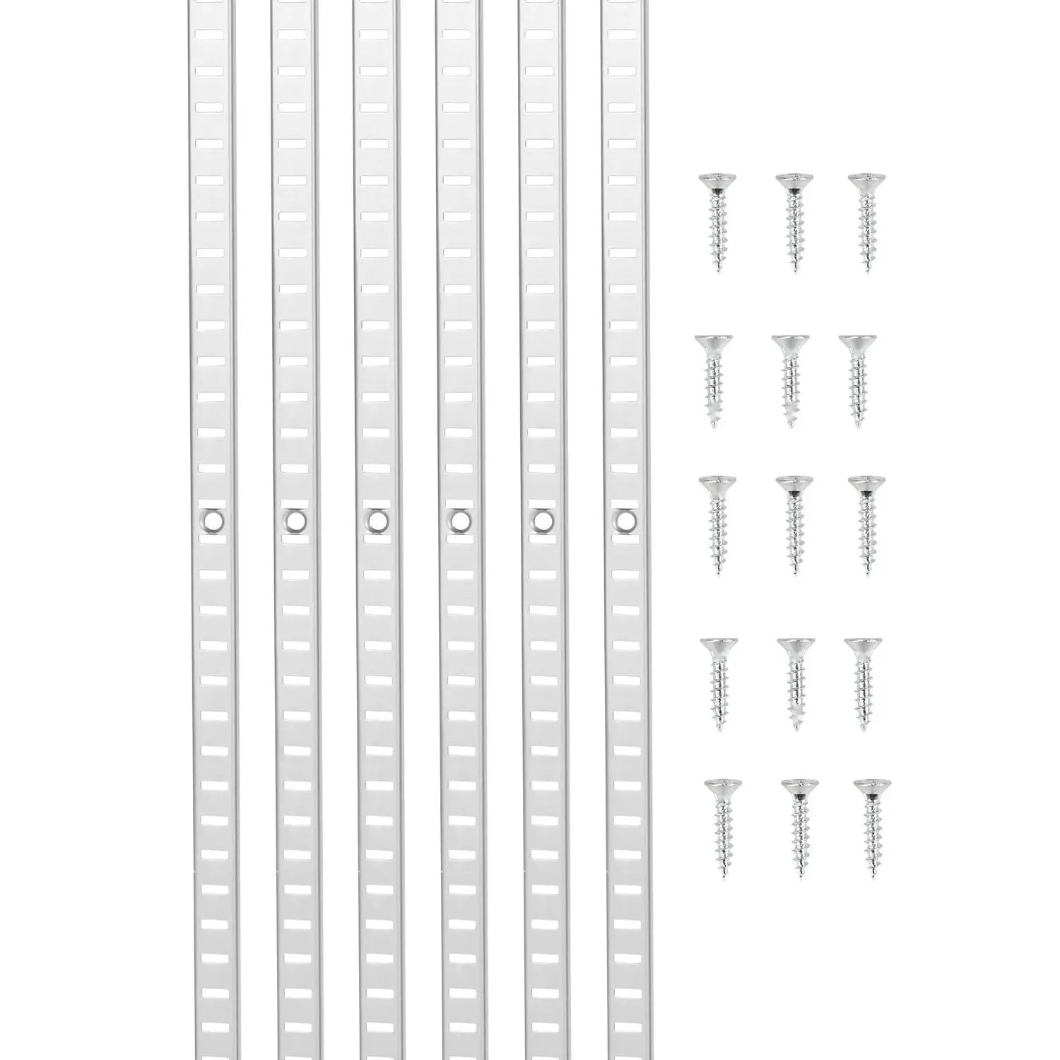 8pcs 36.3-Inch Adjustable Steel Wall-Mounting Pilaster Shelf Track System, Heavy-Duty Brackets, Rust-Resistant Multi-Tier Shelving for Garage Storage, Easy Installation, Pilasters